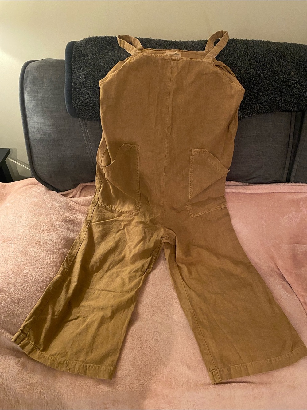 Universal Thread Cropped Wide-Leg Utility Jumpsuit in Camel